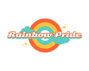 Retro Rainbow Cloud logo design