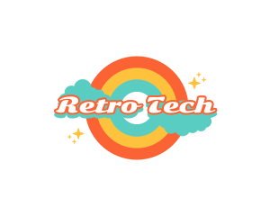 Retro Rainbow Cloud logo design