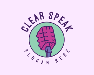 Speak - Brain Microphone Emblem logo design