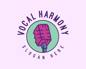 Voice - Brain Microphone Emblem logo design