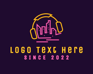 Streaming - City Skyline Music Bar logo design