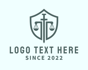 Justice Scale - Justice Sword Shield logo design