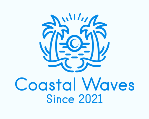 Tropical Beach Waves logo design