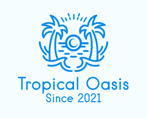 Tropical - Tropical Beach Waves logo design