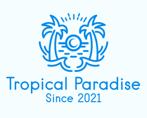 Hawaii - Tropical Beach Waves logo design