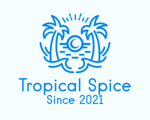 Tropical Beach Waves logo design