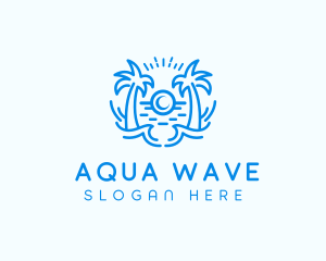 Tropical Beach Waves logo design