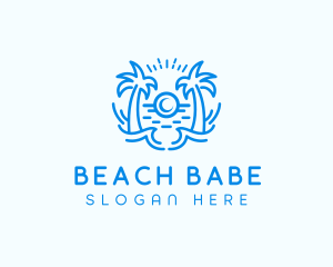 Tropical Beach Waves logo design