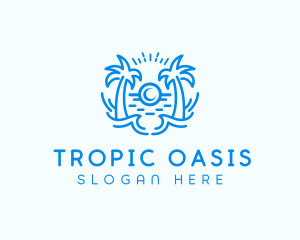 Tropical Beach Waves logo design