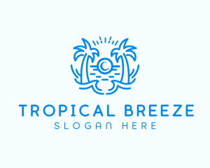 Tropical Beach Waves logo design