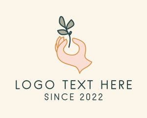 Vegetarian - Herbal Plant Hand logo design
