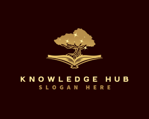 Book Oak Tree Knowledge logo design