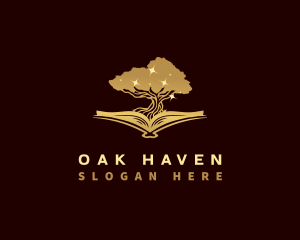 Book Oak Tree Knowledge logo design