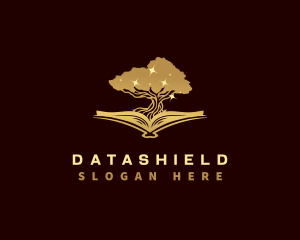 Gold - Book Tree Knowledge logo design