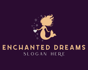 Enchanted - Mermaid Heart Sparkle logo design