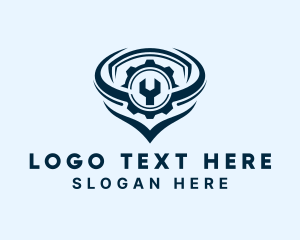 Wrench - Blue Industrial Cog Wrench logo design