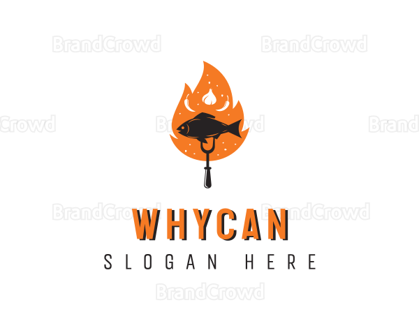 Flame Barbecue Cooking Fish Logo
