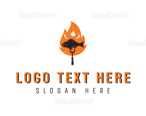 Flame Barbecue Cooking Fish Logo