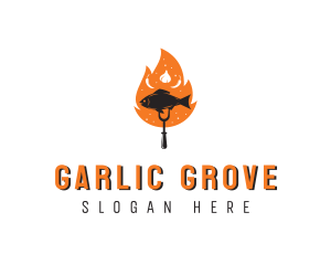 Garlic - Flame Barbecue Cooking Fish logo design