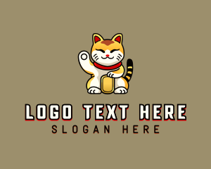 Lucky Charm - Letter Cat Calico logo design