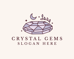 Moon Leaf Gemstone logo design