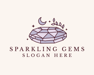 Moon Leaf Gemstone logo design