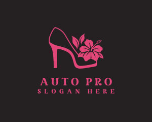 Shoe - Floral Shoe Stiletto logo design