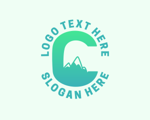 Camper - Tropical Mountain Letter C logo design