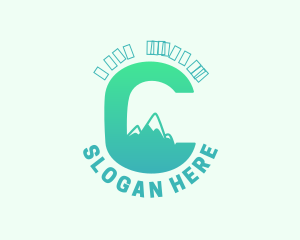 Campsite - Tropical Mountain Letter C logo design