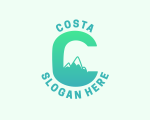 Tropical Mountain Letter C logo design