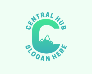 Tropical Mountain Letter C logo design