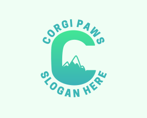 Tropical Mountain Letter C logo design