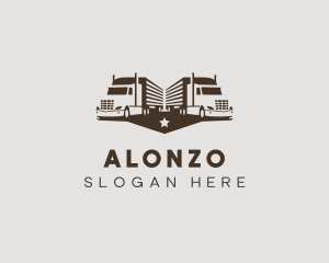 Hipster Trailer Truck Transport logo design