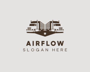 Hipster Trailer Truck Transport logo design