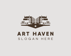 Hipster Trailer Truck Transport logo design