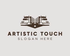 Hipster Trailer Truck Transport logo design