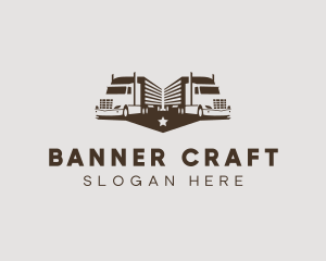 Hipster Trailer Truck Transport logo design