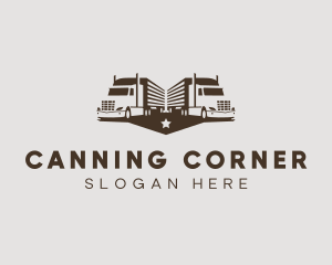 Hipster Trailer Truck Transport logo design