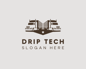 Hipster Trailer Truck Transport logo design