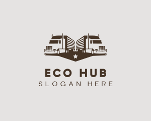 Hipster Trailer Truck Transport logo design