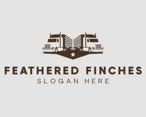 Hipster Trailer Truck Transport logo design