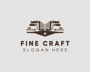 Hipster Trailer Truck Transport logo design