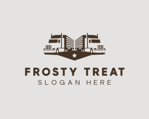 Hipster Trailer Truck Transport logo design