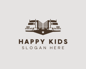 Hipster Trailer Truck Transport logo design