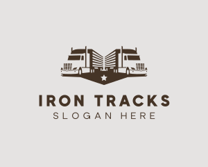 Hipster Trailer Truck Transport logo design