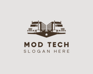 Hipster Trailer Truck Transport logo design