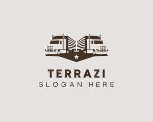 Hipster Trailer Truck Transport logo design