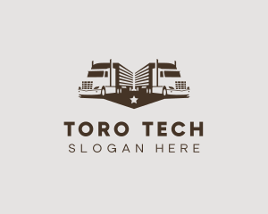 Hipster Trailer Truck Transport logo design