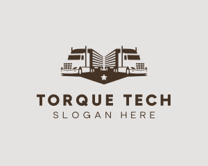 Hipster Trailer Truck Transport logo design