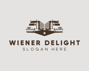 Hipster Trailer Truck Transport logo design